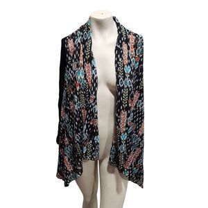 Sunny Leigh Sheer Western Cowgirl Cardigan Colorful Artsy Boho Soft Flowy SZ Lg